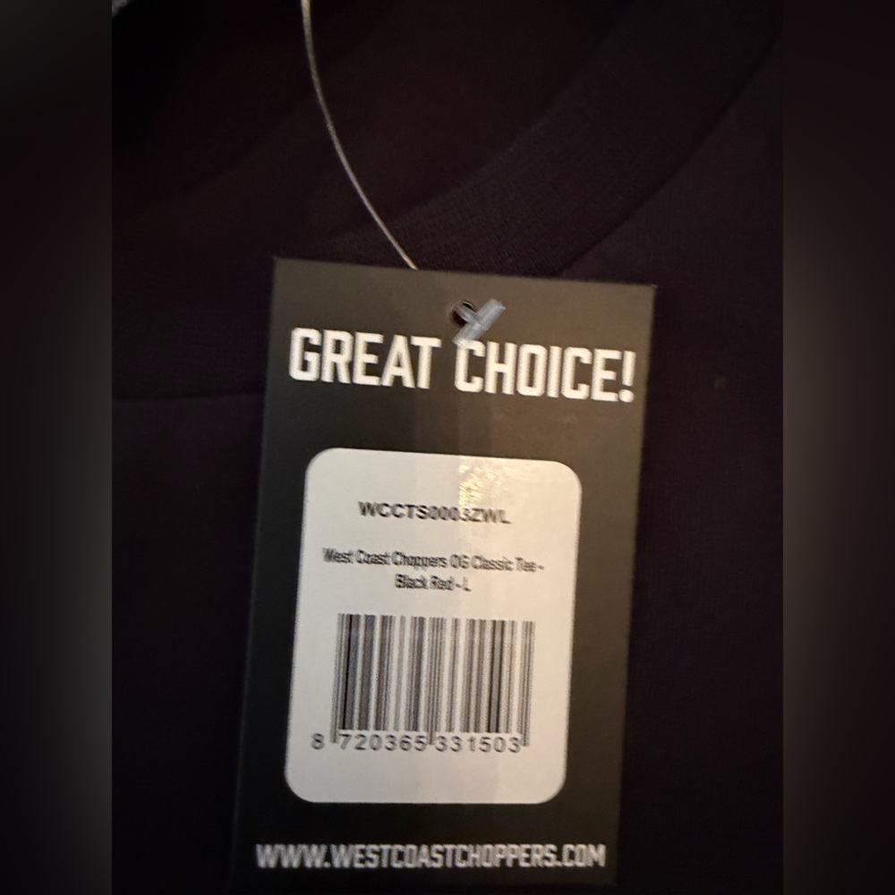 WEST COAST CHOPPERS OG CLASSIC TEE - BLACK RED - Picture 4 of 6
